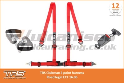 TRS Clubman 4 Punkt Gurt ROT (Karabinerhaken) - Straßenzulassung ECE zugelassen Kit Car