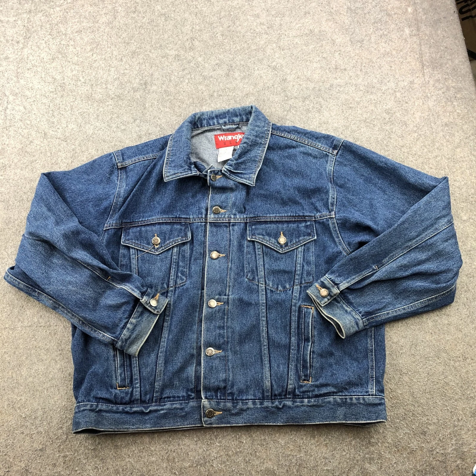 Vintage Wrangler Jacket Mens XL Denim Jean Trucker Hero Pockets Western Workwear