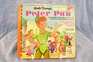 1952  Vintage Disney Peter Pan Book and 45 Records