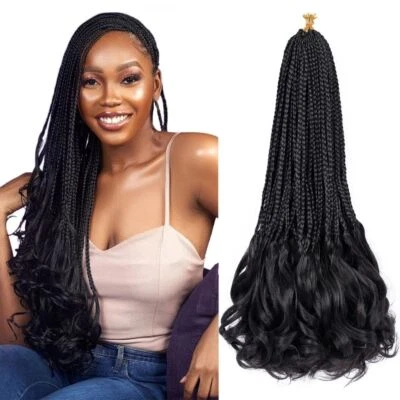 New French Curls Synthetic Goddess Braids Crochet Hair Wave Braiding Extensions