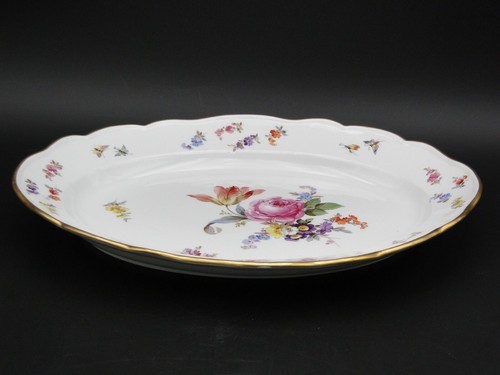 Meissen Platte Porzellan Blumen Bouquet Insekten Neuer Ausschnitt um 1900 1.Wahl - Picture 6 of 11
