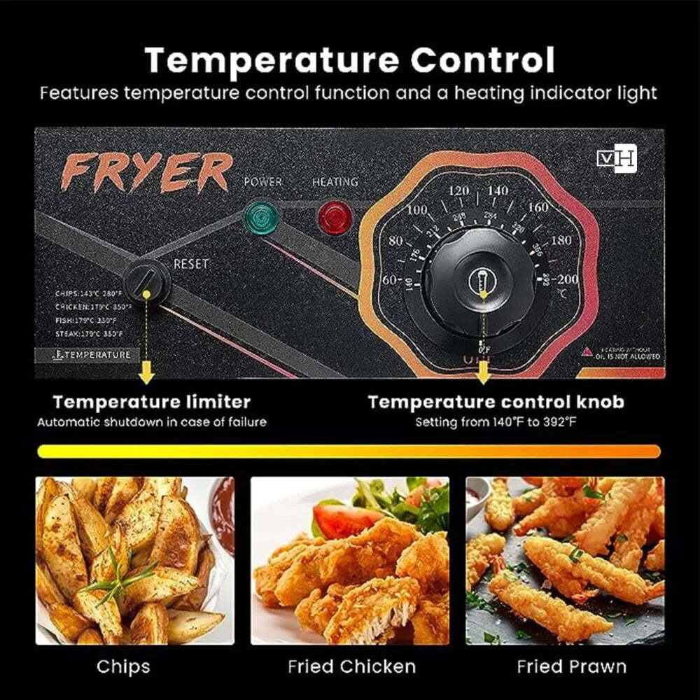 110V 20.7 Qt Commercial Electric Deep Fryer with 2 x 6.35 QT
