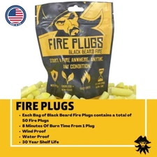 Black Beard Fire Plugs Fire Starter - Fire Starting Tinder - Made in the USA