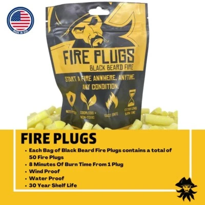 BLACK BEARD FIRE STARTERS Black Beard Fire Plugs Fire Starter - Fire Starting Tinder - Made in the USA