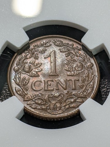 1944 D MS65 BN Curacao Cent NGC KM 41 Denver Mint Suriname "D Between 4 & O" - Picture 4 of 4