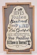 Letrero de abeja melífera "reglas de colmenas" regalo personalizado madera decoración de pared 18"x11" reglas de vida"