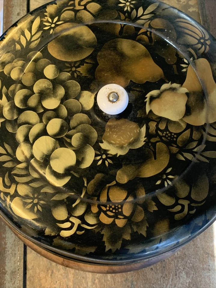 Vintage Antique  12” Hitchcock Style Painted  Cake Dome Lid INFO REQUEST - Image 2 of 4