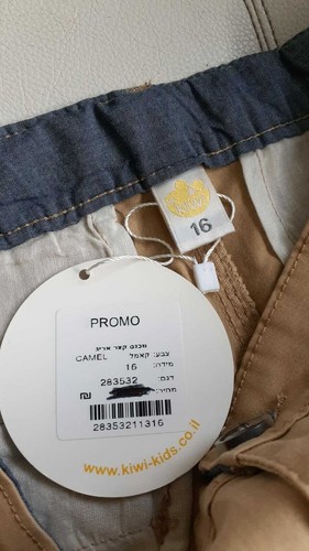 Kiwi Kids Boys Cuffed Chino Shorts Casual Youth Size 16 Khaki Flat Front New - Picture 4 of 7