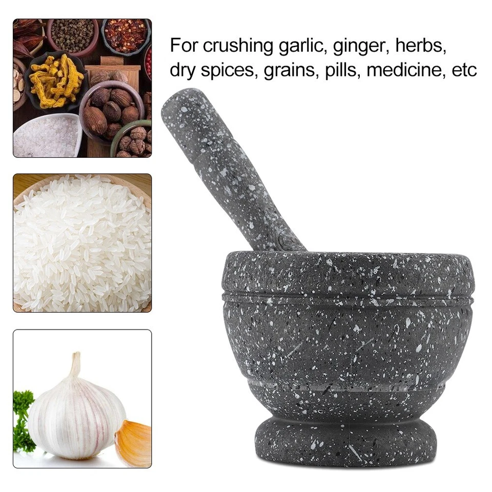 Manual Garlic Grinder Mortar and Pestle Set Plastic Herb Spice Crusher Tool - Image 4 of 4