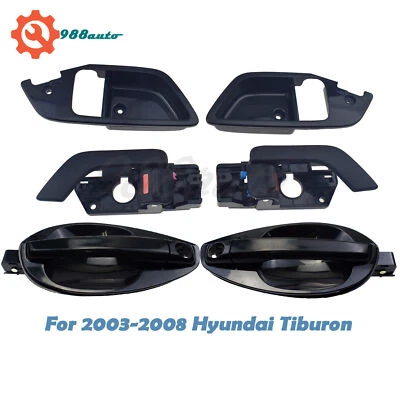 Exterior Interior Door Handle Left Right for 2003-2008 Hyundai Tiburon 2.0L 2.7L - Bild 1 von 4