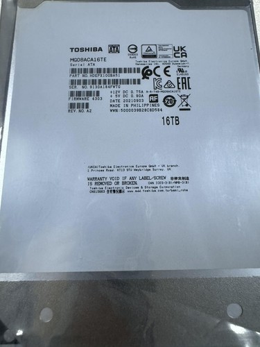 NEW Toshiba MG08ACA16TE 16TB 512M 7.2K 3.5" SATA Enterprise NAS Hard Drive 16TB - Afbeelding 2 van 3