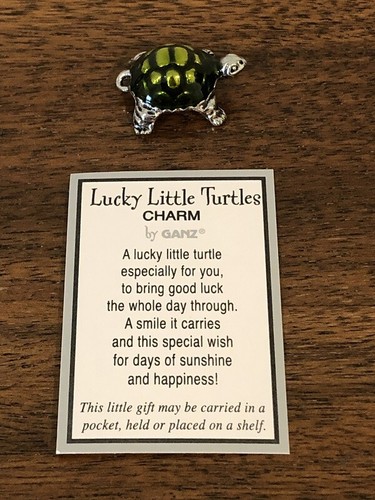 GANZ Lucky Little Turtle Pocket Token Charm Mini Figurine w/Poem Card (B) - Picture 9 of 9