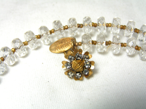 Vtg MIRIAM HASKELL...Gold Tone,Faceted Glass Flat Beads Wrap Necklace & Bracelet - Picture 6 of 15