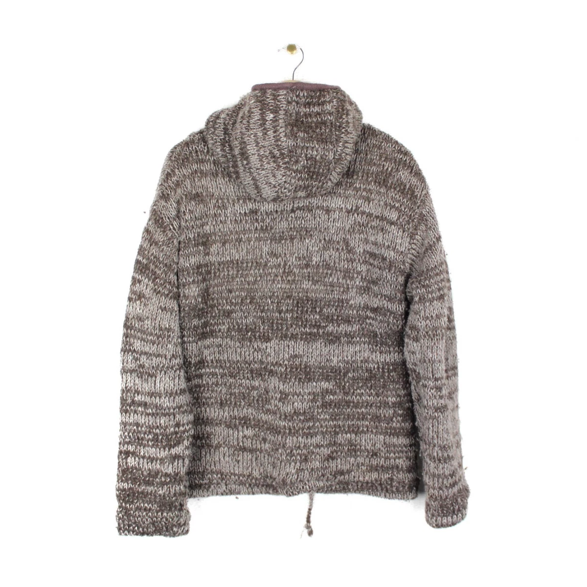 Pachamama Full Zip Cardigan Brown Hooded Wool Borg Lined Jacket Womens M L