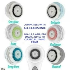 2-PK Facial Brush Head Replacements Mia 1,2,3 Aria Smart Pro Fits All Clarisonic