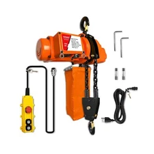 Electric Chain Hoist Winch 1Ton, 10Ft Wired Remote Control w/Emergency Stop S...