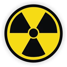 (5pk) Radiation Symbols Hard Hat Stickers / Decals / Labels Radioactive Atomic