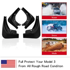 For Tesla Model 3 2016-2024 Mud Flaps Splash Guards Front & Rear Black Set of 4