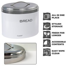 Bread Bin Storage Kitchen Loaf Roll Food Box Retro Home Container White