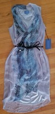 New Simply Vera Gray Beaded Chiffon Hi Lo Dress S