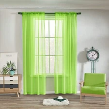 Sheer 2Pc Window Treatments Curtain Panels 84" Inch Long  Polyester (10+ colors)