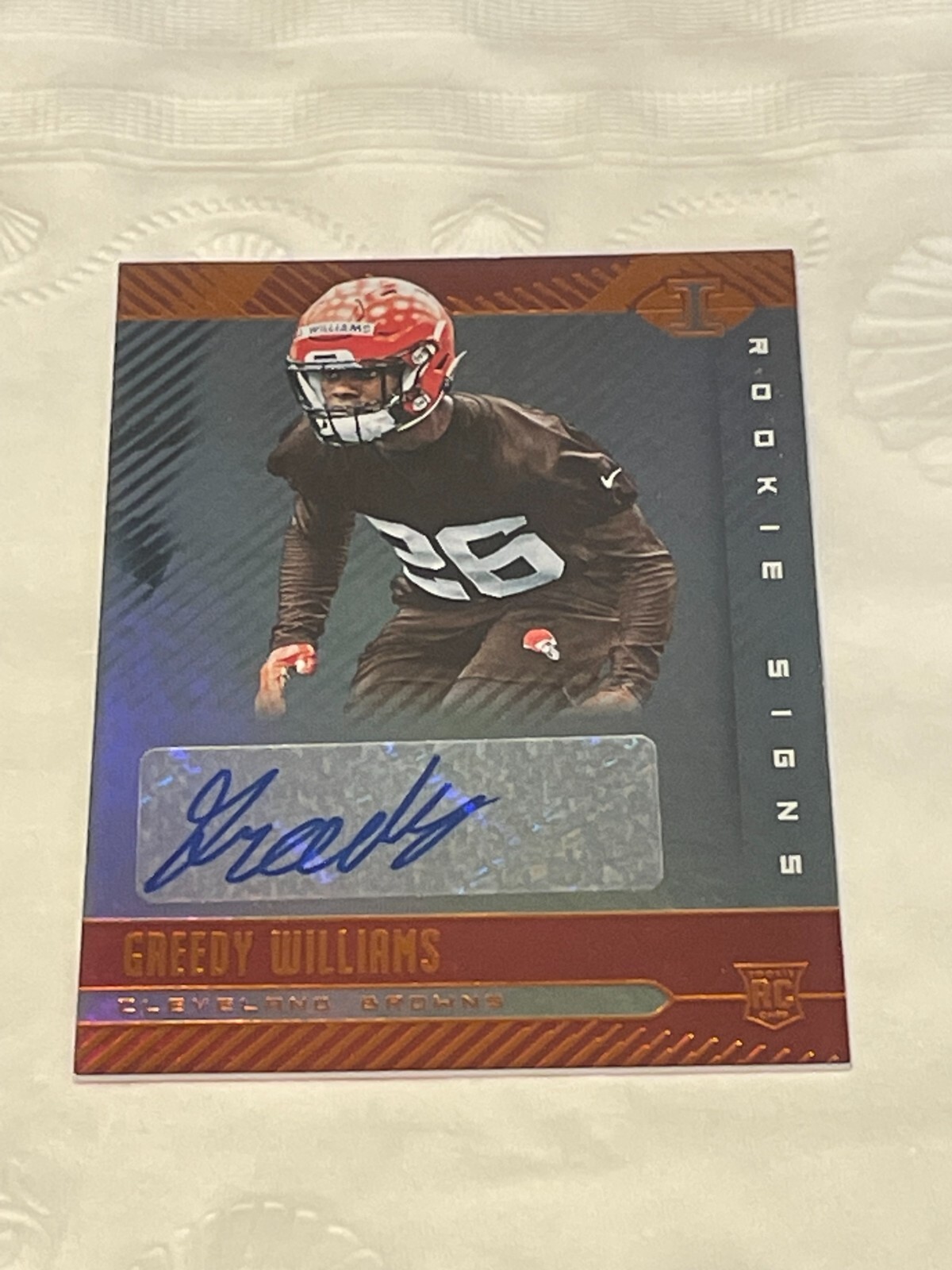2019 Panini Illusions Signs Orange Greedy Williams #RS-GRW Rookie Auto RC