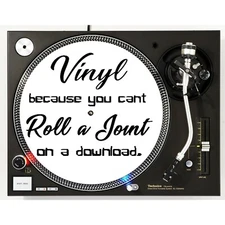 White Vinyl Can't Roll A Joint Slipmat Turntable 12" LP Record Player Audiophile