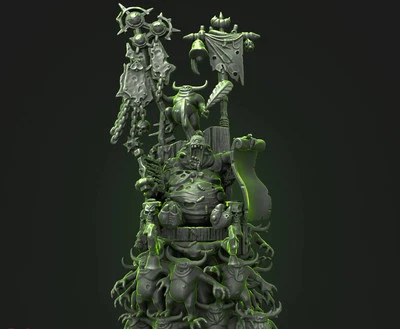 PARAGON STAR Herald On Palanquin Nurgle Epidemius AoS Resin Model