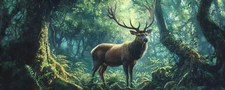 Animal Peaceful Deer Forest Landscape Home Decor Wall Art Canvas Prints Painting