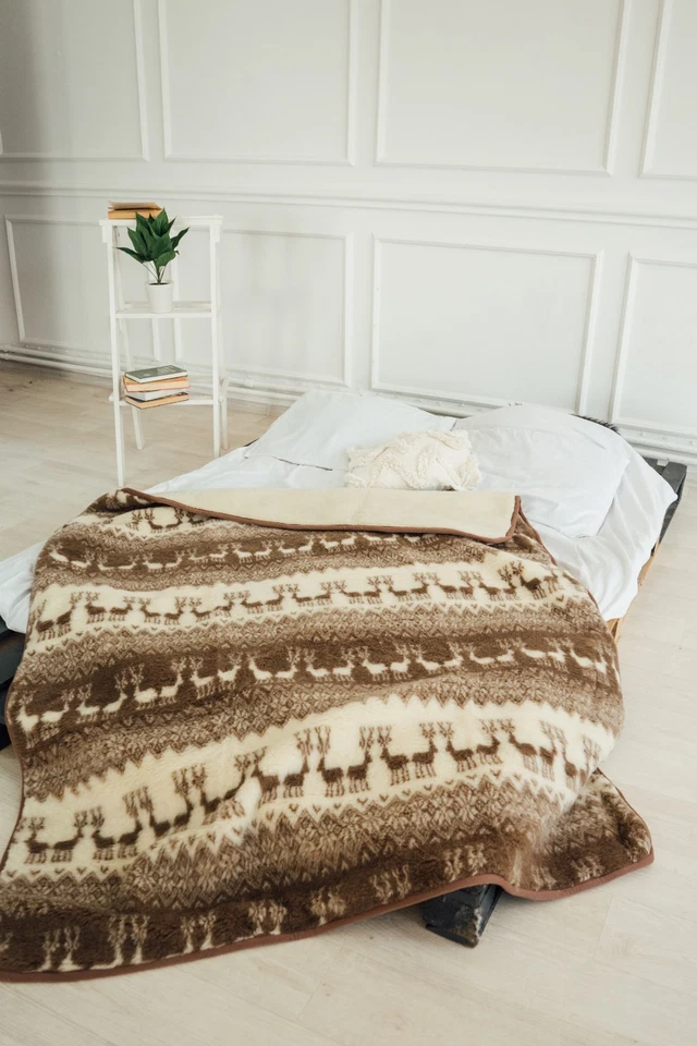 Sheepskin Wool Throw Blanket | 100% Natural Wool | Soft Warm Bed & Sofa Cover - Image 3 of 4