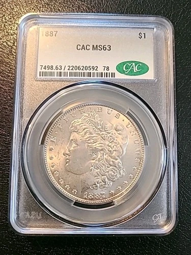 1887 P CAC MS63 MORGAN SILVER DOLLAR  TONED
