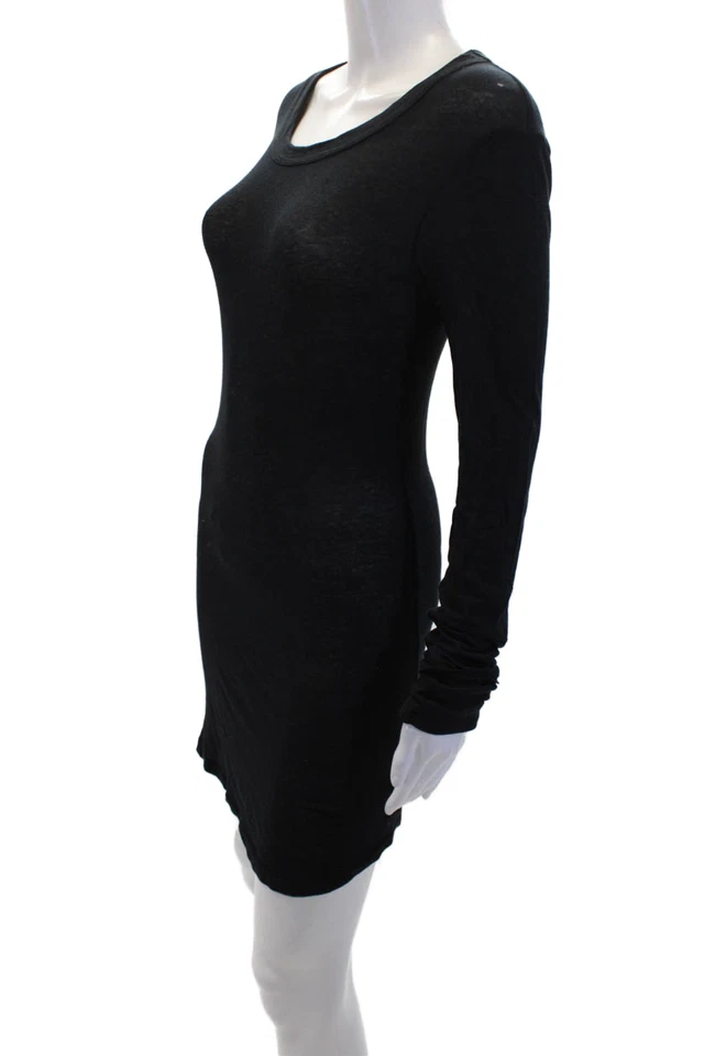 Vestido camisero estándar James Perse para mujer manga larga negro algodón talla 1 Foto 2 de 4