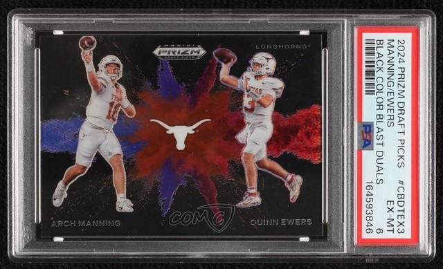 2024 Panini Prizm Draft Picks Color Blast Duals Arch Manning Quinn Ewers PSA 6