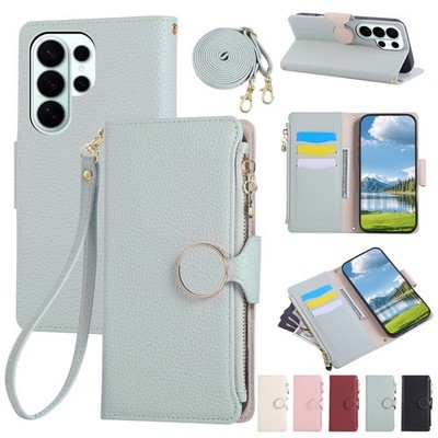 Crossbody Leather Flip Wallet Phone Case For Samsung Galaxy S26 S25 S24 S23 S22
