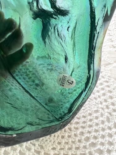 🧡 Vintage Fenton Iridescent Green Winking Alley Cat Glass Figurine 11" 🐾 - Picture 10 of 12