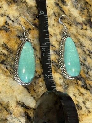 CHACO CANYON STERLINGSILBER & TÜRKIS GROSSER OHRHÄNGER HSN 229 $ SIGNIERT