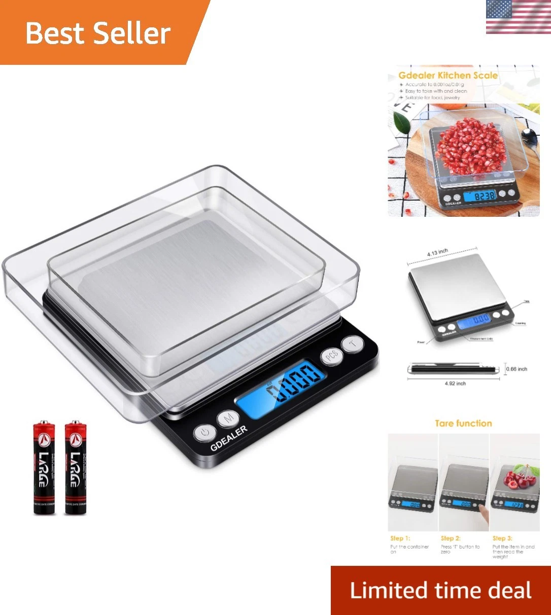 Digital Pocket Kitchen Scale - Black, 500g Capacity