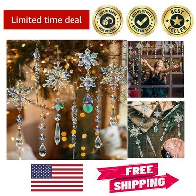 Shatterproof Iridescent Acrylic Snowflake Ornaments - 18 Pcs Set for Christmas