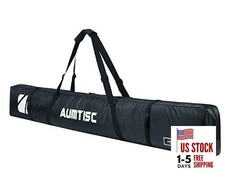 Single Ski Bag Travel Padded to Transport Skis Gear Pocket with black-170cm