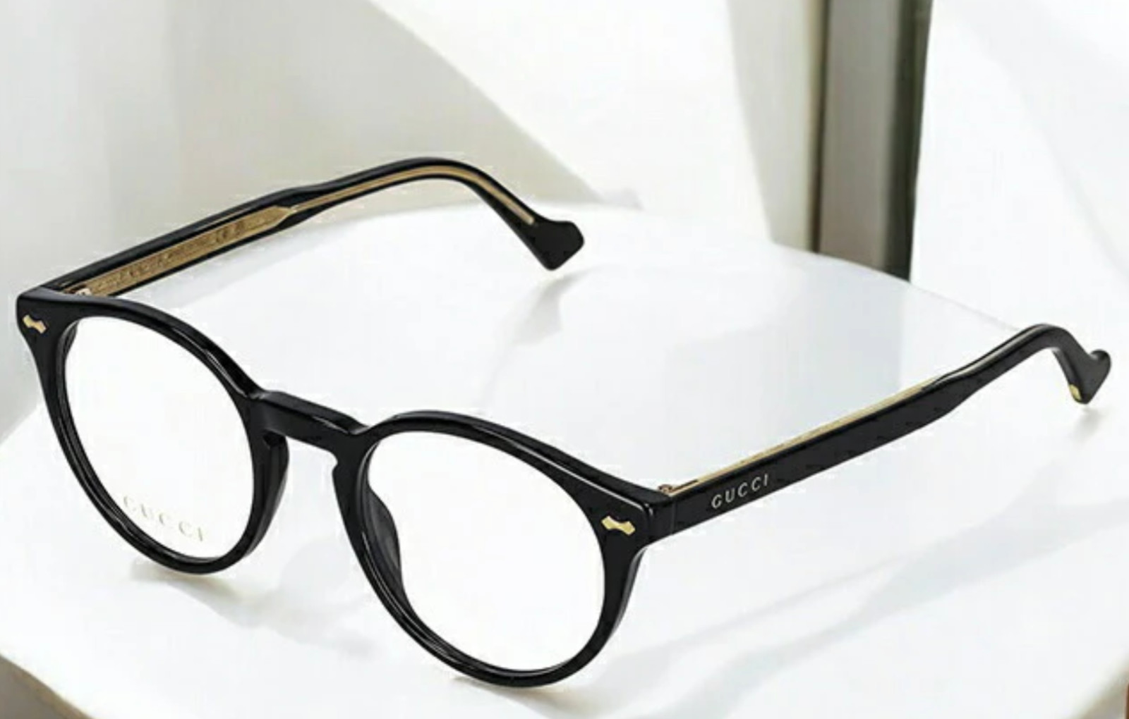 Gg0738o 001 48-21 150 Shiny Black & Gold Round Frames