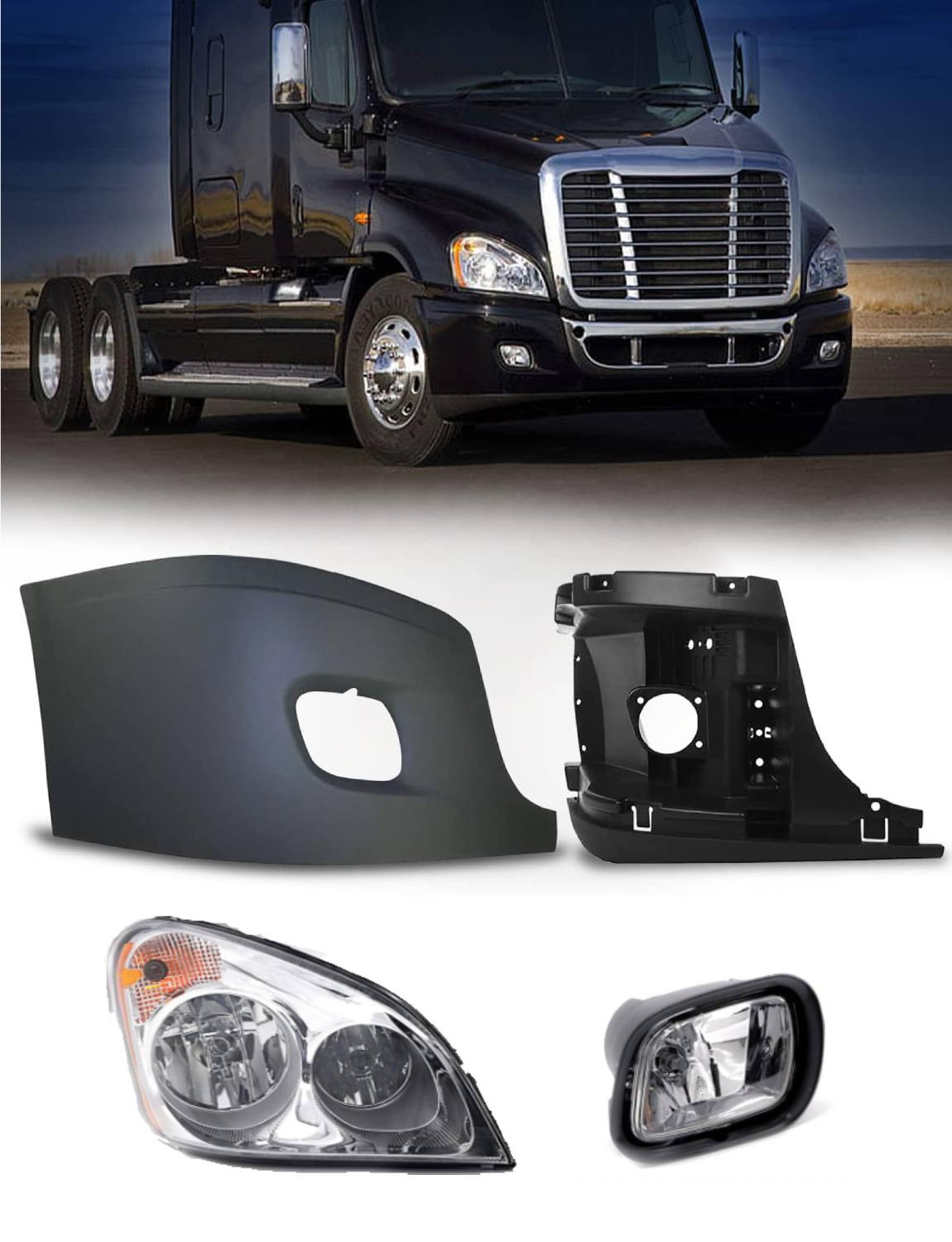 Freightliner Cascadia Bumper Cover Replacement with Inner Support Reinforcement