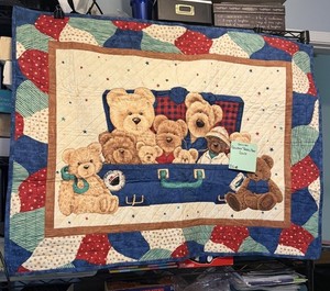 QUILTED TEDDY BEARQUILT 34 X 44 MADE BY GEORGIA NORRIS