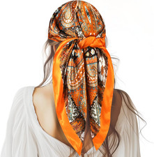 35  Large Square Satin Head Scarf - 1Pcs Satin Hair Scarf Silk Bandana Head Wrap