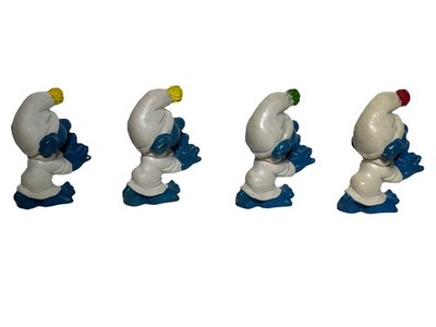 Rare VTG Smurf Set 4x Sleepwalker Variants 20021 Red Green Yellow