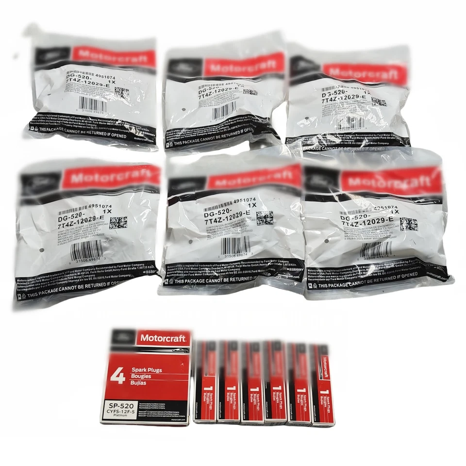 6PCS SP520 Spark Plugs+UF553 DG520 Ignition Coils For 2010-2014 Ford Edge 3.7L Foto 2 de 4