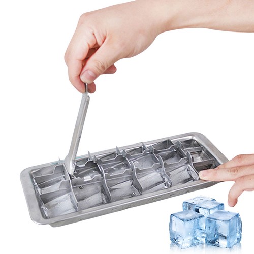 Stainless Steel Ice Cubes Tray w Easy Release Handle Ice Tray (without Tweezers) - Bild 3 von 12