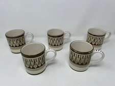 Sberna Deruta Hand Painted Coffee Mugs (5) Gold Wine Red Olive Green Made Italy