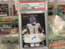 MALIK NABERS 2024 FINEST ROOKIE FINEST AUTO BLACK GEO. /25 PSA 10 POP 6 GIANTS