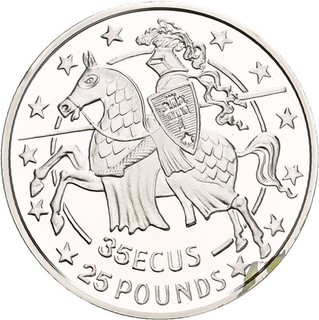 Künker: Gibraltar 35 Ecu 1991 Ritter Silber PP!