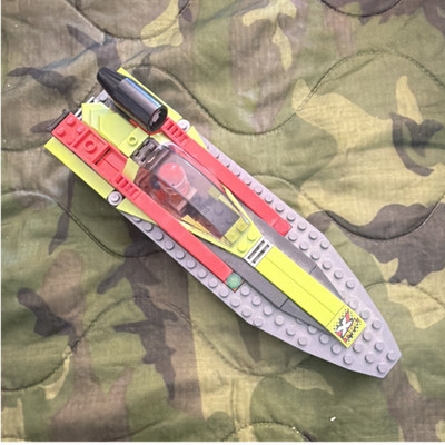 LEGO X-TREME 54 Speedboat Boat w/ Minifigure, Custom Printed Decals Lime/Gray